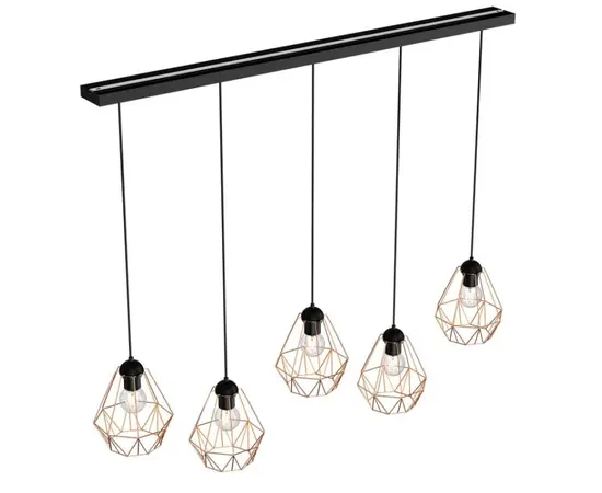 Suspension LUMINEX 5 Brgen line bar E27 5x MAX 60W black copper 622
