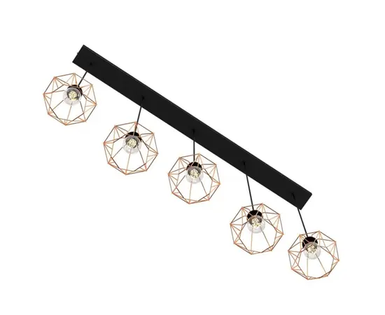 Suspension LUMINEX 5 Brgen line bar E27 5x MAX 60W black copper 622