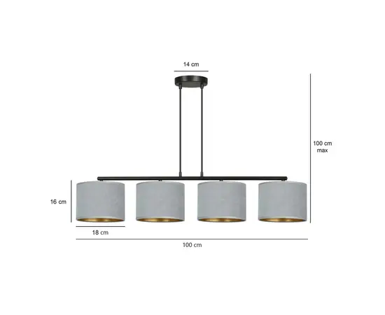 Pendant EMIBIG Hilde 4 E27 4x MAX 60W gray