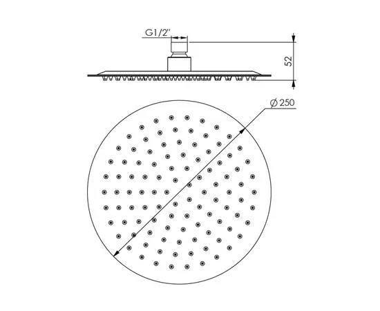 Shower head Rubineta Olo round 250 S.S BK