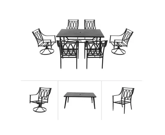 Комплект садовой мебели стол 173x102x75 см 6 стульев 60x62x91 см JM-PS-T726