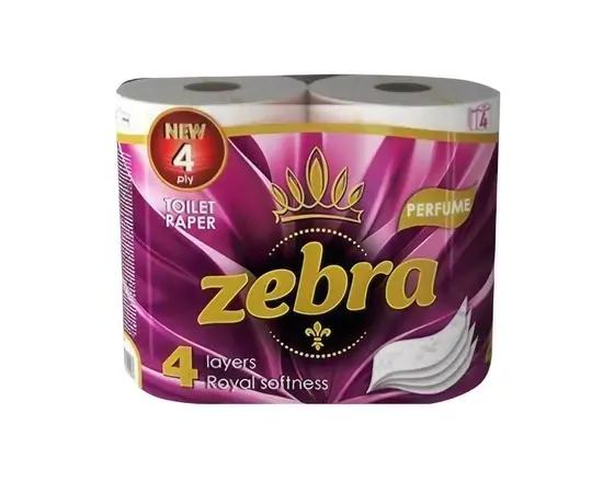 Бумага туалетная Zebra Perfume 4 слоя 4 шт