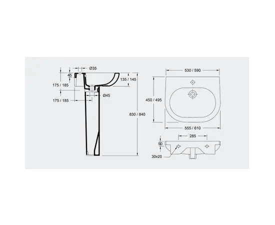 Pedestal for washbasin Valadares Oceanus