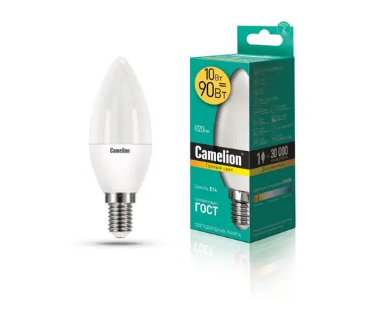 Светодиодная лампа Camelion 10W С35 Е14 3000K