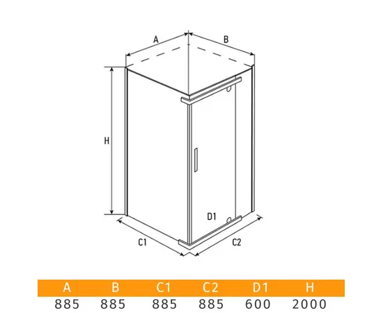 შუშა შხაპის Erlit ER10109H-C4 90x90x200 cm
