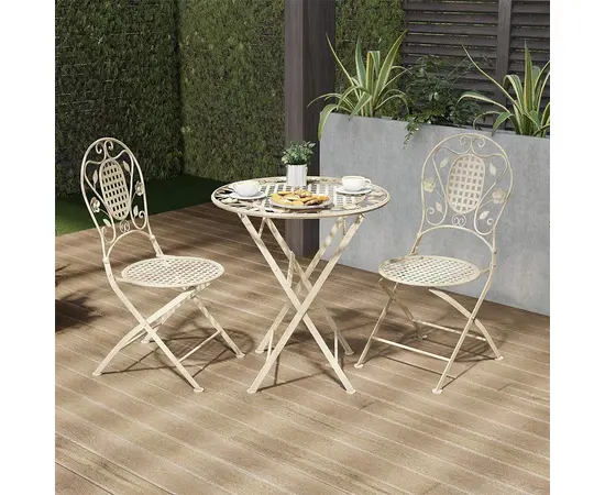 Metallic table and 2 chairs