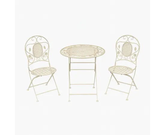 Metallic table and 2 chairs