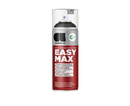 ლაკ-სპრეი საღებავი Cosmos Lac EASY MAX RAL9005 შავი 400 მლ
