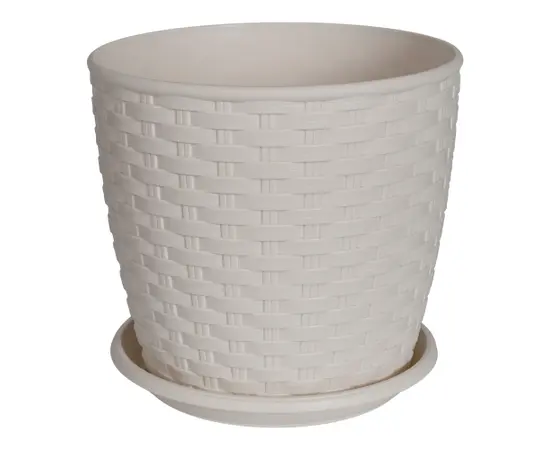 Plastic flower pot with a stand Aleana Rotang 16x15 white rose