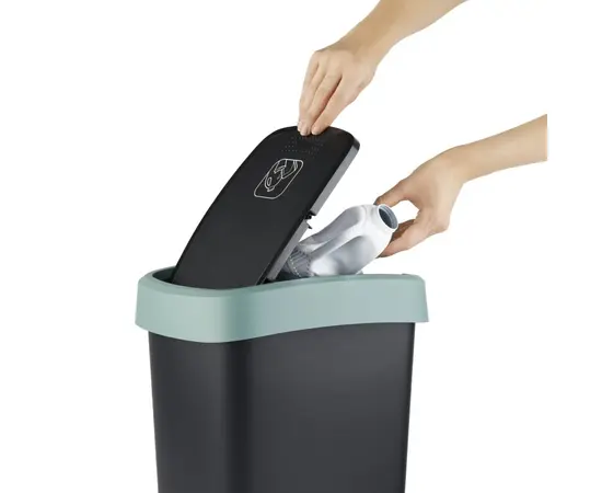 Ведро мусорное Rotho 50 л TWIST зелено-черное