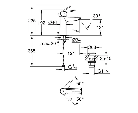 Washbasin mixer Grohe 235752432 Start OHM Black