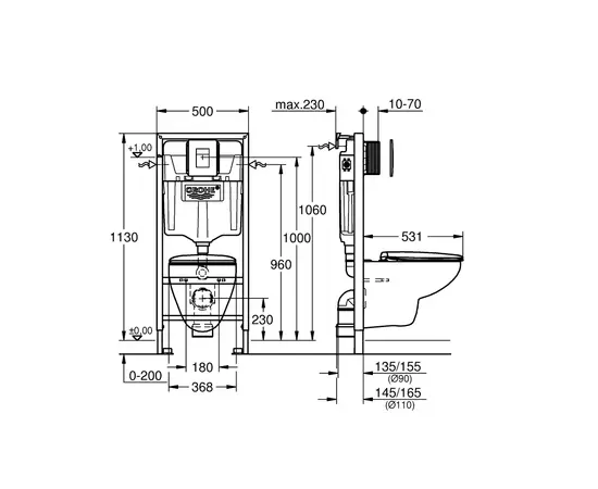 Installation kit with suspended toilet Grohe 39586000