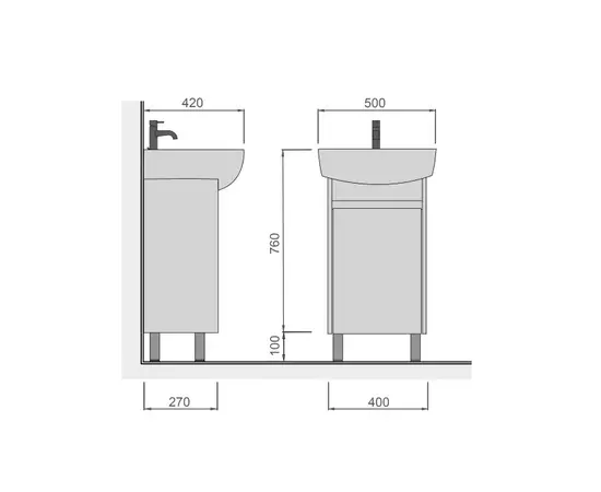 Bathroom furniture with washbasin Nice Loft 50 grey/white Solo 50 cm
