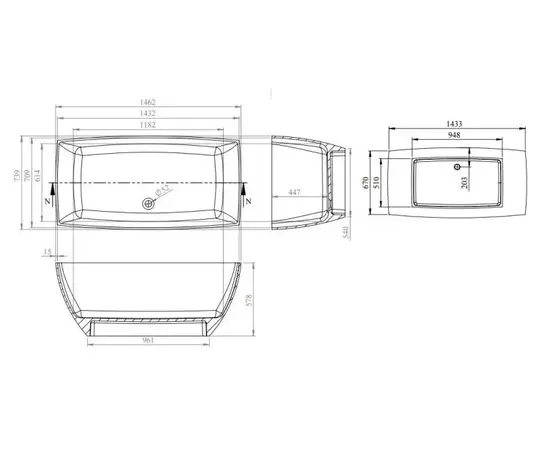 Artificial stone bath Vayer Gemini 146.2x73.9 см