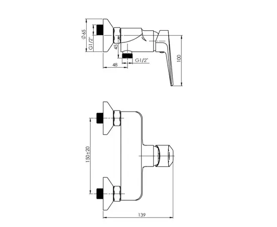 Wall-mounted shower faucet Rubineta Deli-12