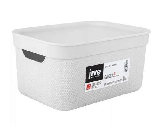 Storage basket with lid Rotho DECO 5L white