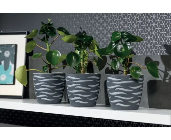 Горшок пластиковы для цветов FORM PLASTIC Sahara Duo 4400-014+040W Ø14 антрацит + серая вставка