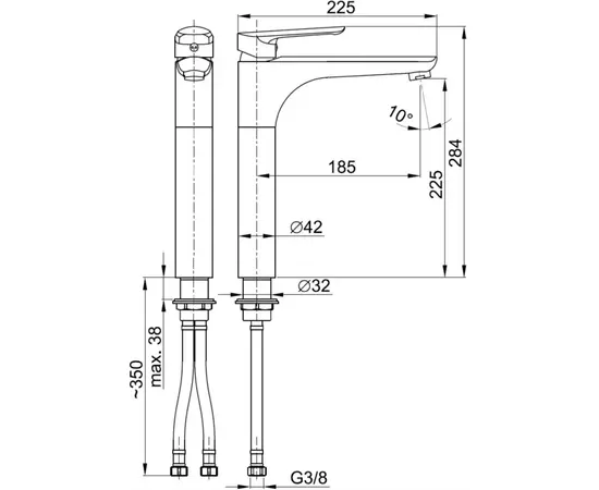 Washbasin faucet high KFA TanzaniT Chrome