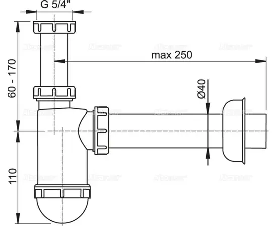 Washbasin siphon Alcadrain A43