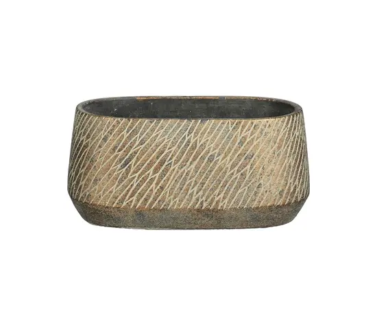 ქოთანი კერამიკული Camino pot oval d. brown - l24,5xw14,5xh11,5cm