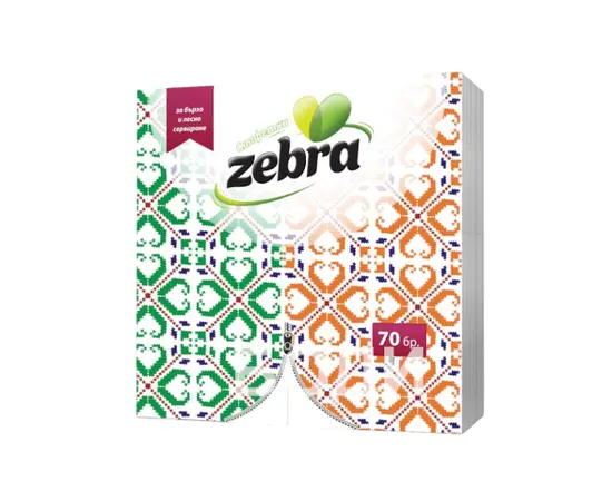 Napkin folded Zebra 33x33 cm 70 pcs