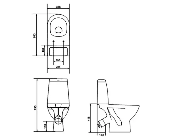 Compact-toilet Cersanit MERIDA 031 3/6 with duroplast seat