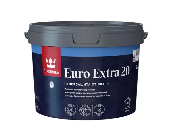 საღებავი ნესტიანი შენობებისთვის Tikkurila EURO EXTRA 20 A_New 2,5 ლ