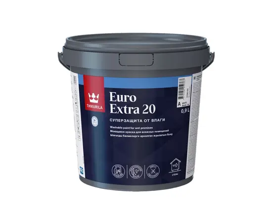Краска для влажных помещений Tikkurila EURO EXTRA 20 C полуматовый 0,9 л