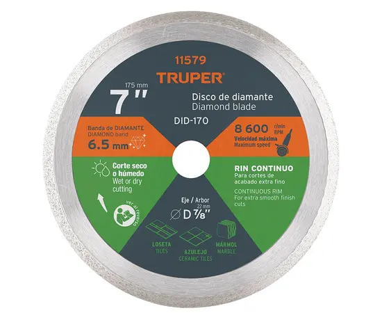 Алмазный диск Truper Continuous DID-170 180 мм