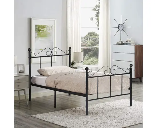 Metal bed black 197x91.5x96 cm