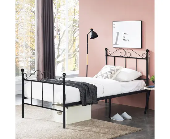 Metal bed black 197x91.5x96 cm