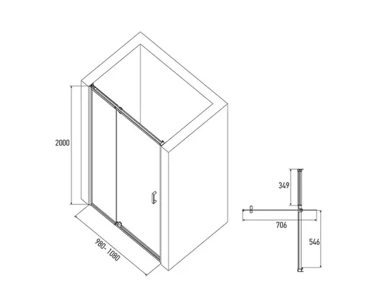 Душевая дверь Alex Baitler AB74B100 100×200 см тонированное