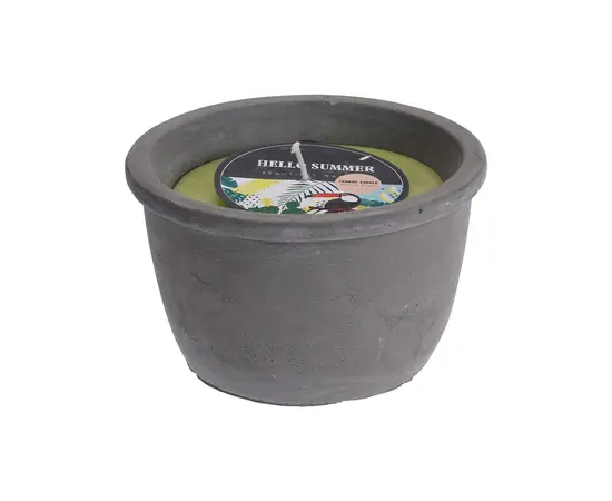 Insect repellent candle CANDLE IN CEMENT POT GREEN