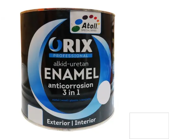 Эмаль антикоррозийная Atoll Orix Color 3 in 1, 0.7 л белая RAL 9010