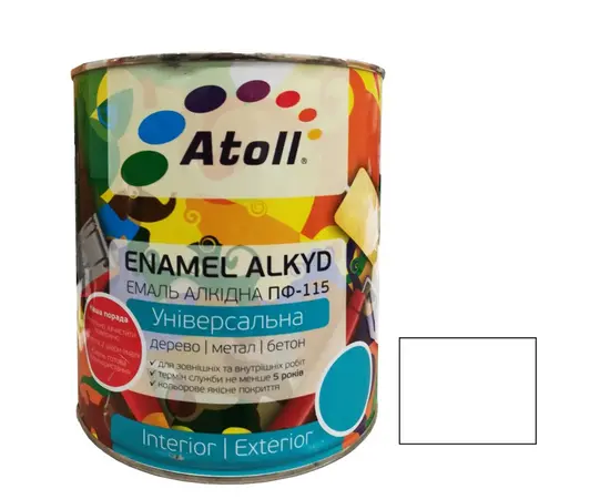 Enamel alkyd Universal ATOLL ПФ-115 White 0.8 Kg