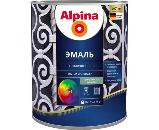 Anticorrosive enamel primer Alpina base 3 silky matt 2,5 l
