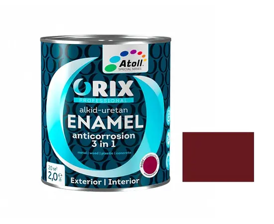 Краска эмаль для крыш Atoll orix Anticorrosion 3 in 1 Ral 3005 вишневый 2,2 кг