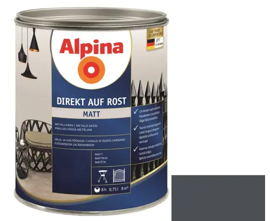 Enamel anti-corrosion Alpina Direkt Auf Rost Matt anthracite gray 0.75 l