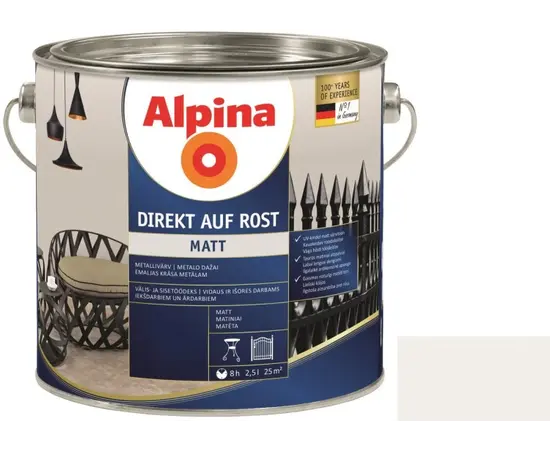Enamel anti-corrosion Alpina Direkt Auf Rost Matt white 2.5 l