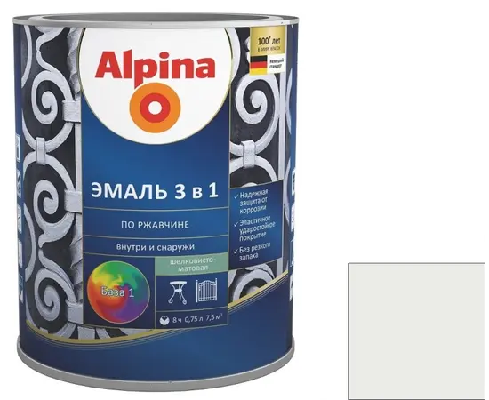 Primer-enamel for rust Alpina 3-in-1 white 2.5 l