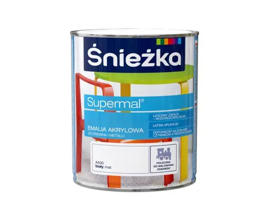 Acrylic enamel Sniezka Supermal A500 white matt 0.4 l