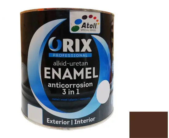 Enamel anti-corrosion Atoll Orix Color 3 in 1, 0.7 l brown RAL 8017