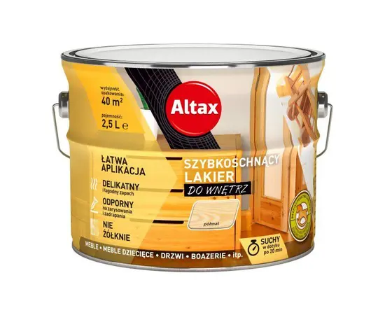 Quick drying interior varnish Altax semi matt colourless 2.5 l