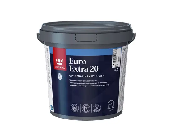საღებავი ნესტიანი შენობებისთვის Tikkurila EURO EXTRA 20 A ნახევრად მქრქალი 0,9 ლ