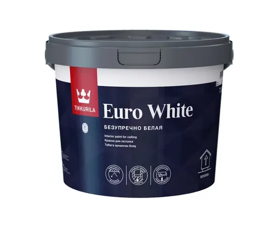 ჭერის საღებავი მქრქალი Tikkurila EURO WHITE AP New 7,5 ლ თეთრი