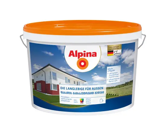 დისპერსიული საღებავი Alpina Die Langlebige für Aussen B1 15 ლ