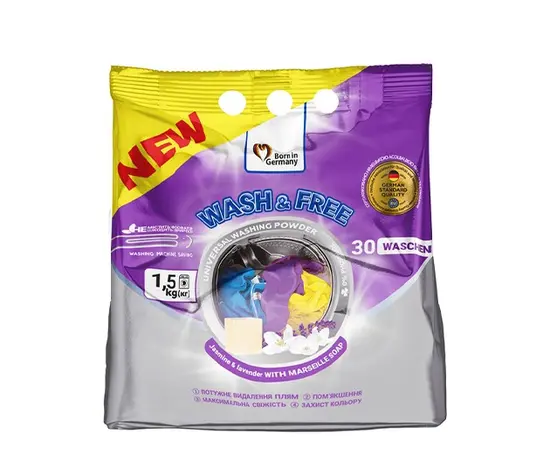 Стиральный порошок со вкусом марсельского мыла универсальный WASH & FREE 1500гр