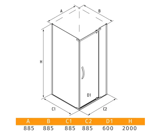 Shower corner Erlit ER10109H-C1 90x90x200 cm