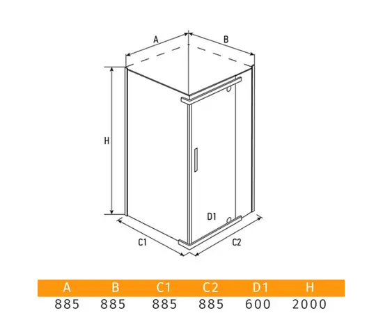 Shower corner Erlit ER10109H-C4 90x90x200 cm