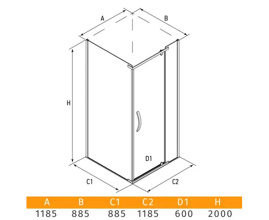 საშხაპე კუთხე Erlit ER10112H-C1 120x90x200 cm